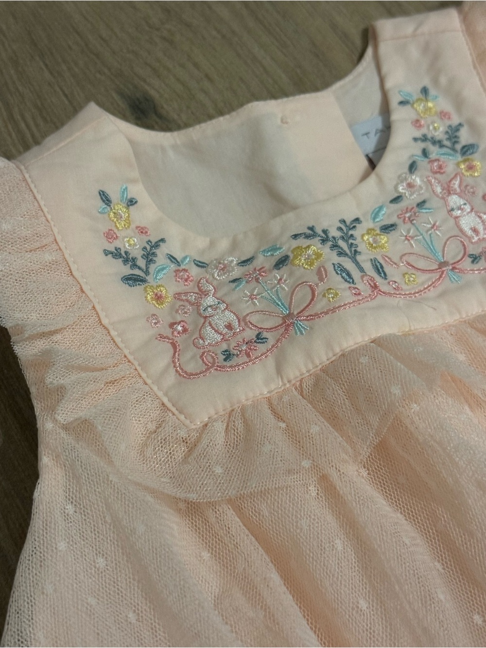 Tahari Baby Girl 24M Pink Tulle Embroidered Bunny Dress - Picture 2 of 7